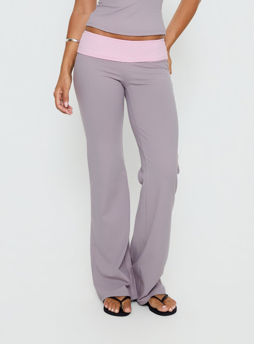 Kobee Jersey Flare Pants Slate / Dusty Pink