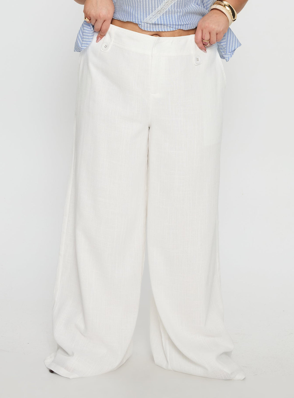 Pedra Wide Leg Pant White Curve
