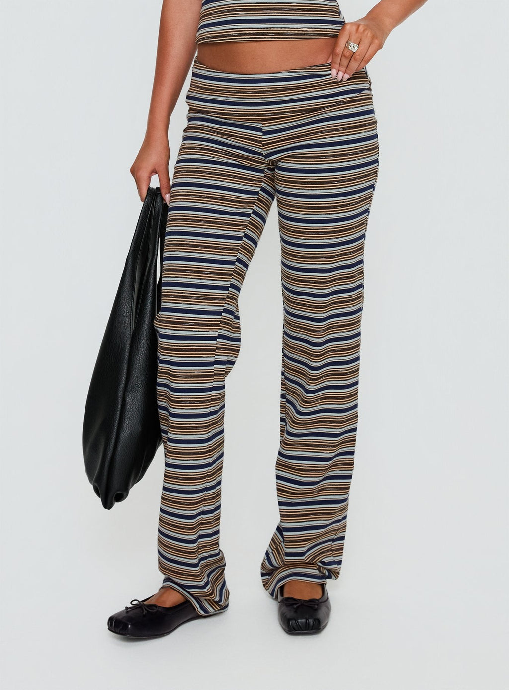 Manolo Foldover Pants Brown / Grey Stripe