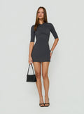 Daily Define Cross Front Short Sleeve Mini Dress Slate