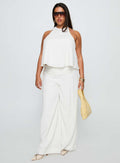 Silver Moon Linen Blend Tie Pants White Curve