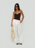 Lindora Drawstring Wide Leg Pants White Broderie