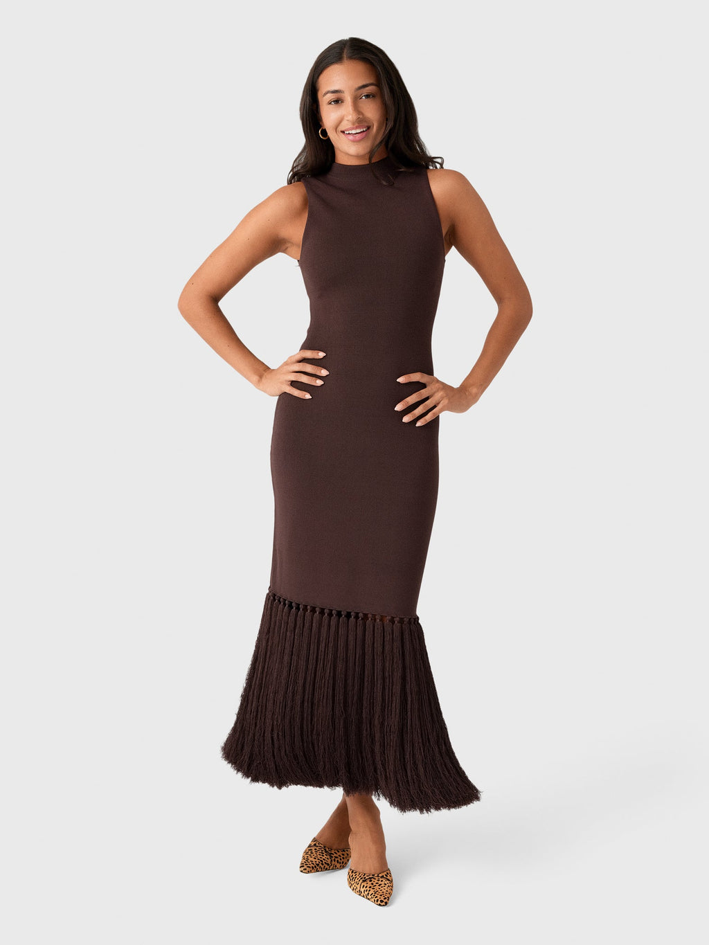 AJE Women's Sofina Knit Tassel Midi Dress