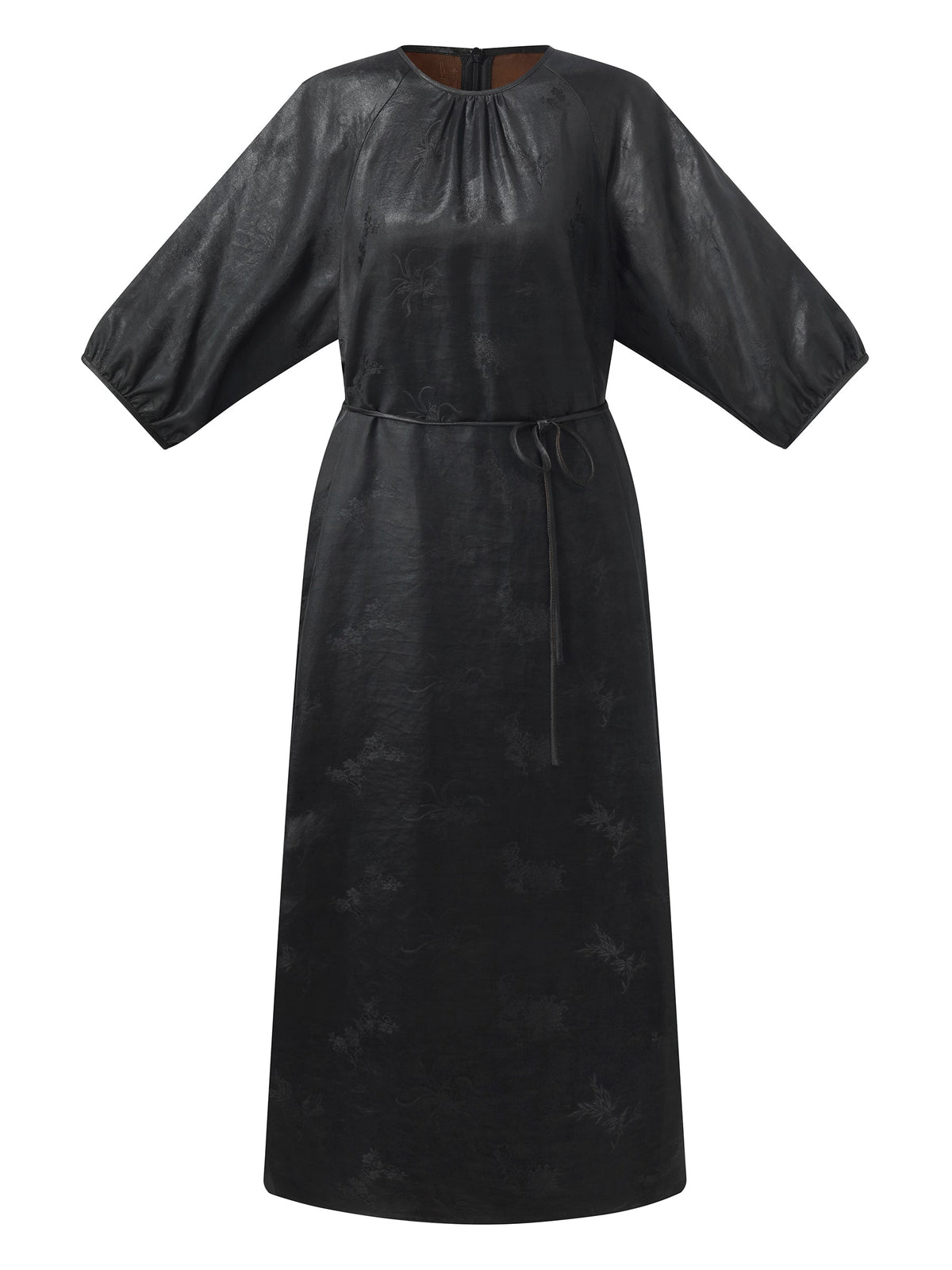 19MM Xiang Yun Silk Jacquard Women Self-Tie Belt Maxi Dress