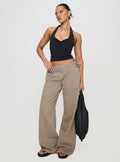 Paltrow Mid Rise Wide Leg Cargo Jeans Washed Brown Petite