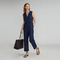 The Structured Cotton Jumpsuit | Navy