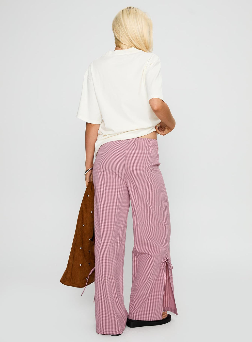 Jinxie Tie Side Pants Pink Gingham