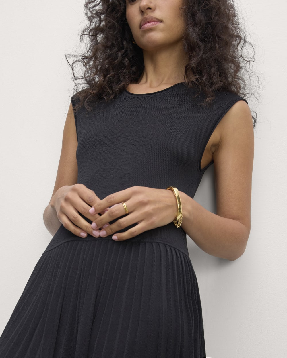 The Knit Pleated Dress | Black