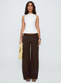 Khane Low Rise Wide Leg Pant Brown Pinstripe