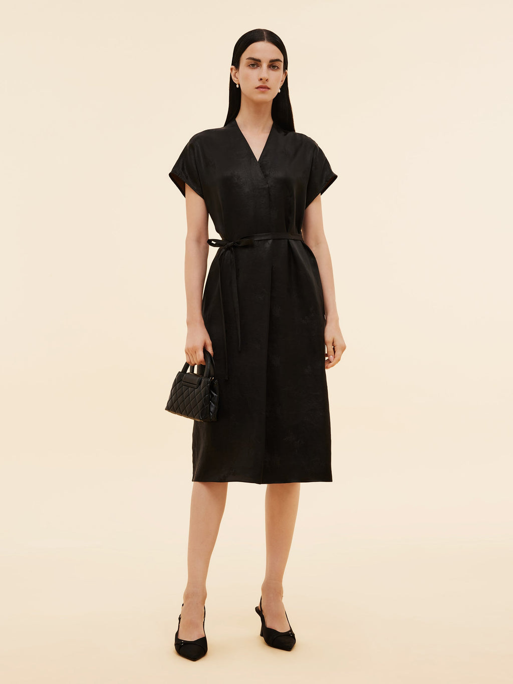 19MM Xiang Yun Silk V-Neck Women Midi Dress