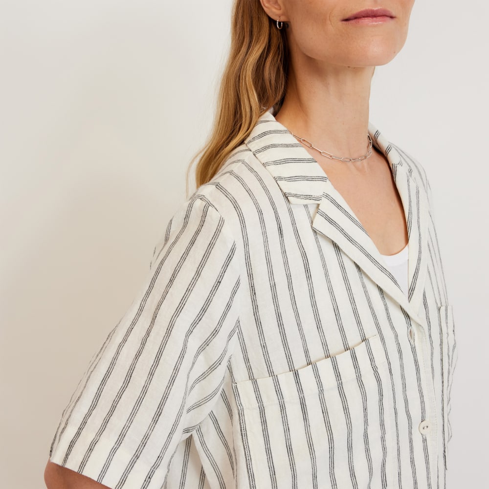 The Linen Workwear Dress | Black / Canvas Tan