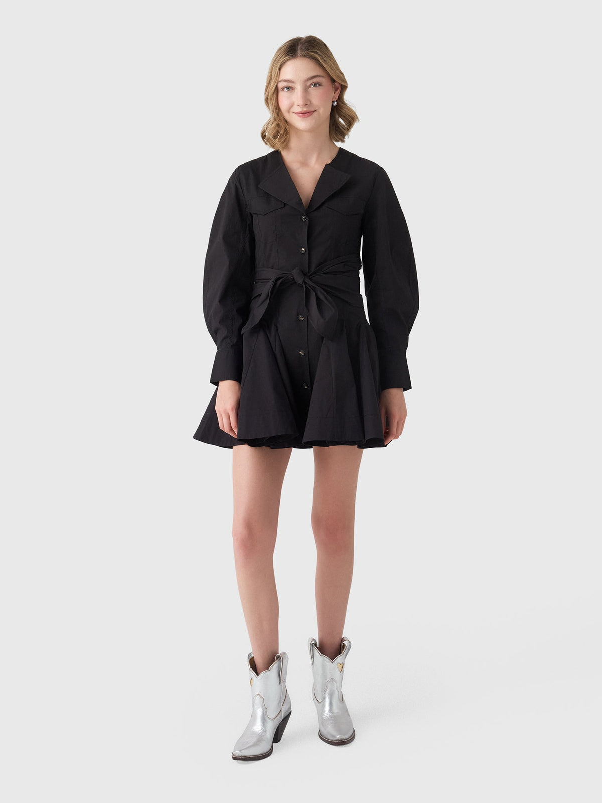 GANNI Women's Stretch Cotton Shirt Dress