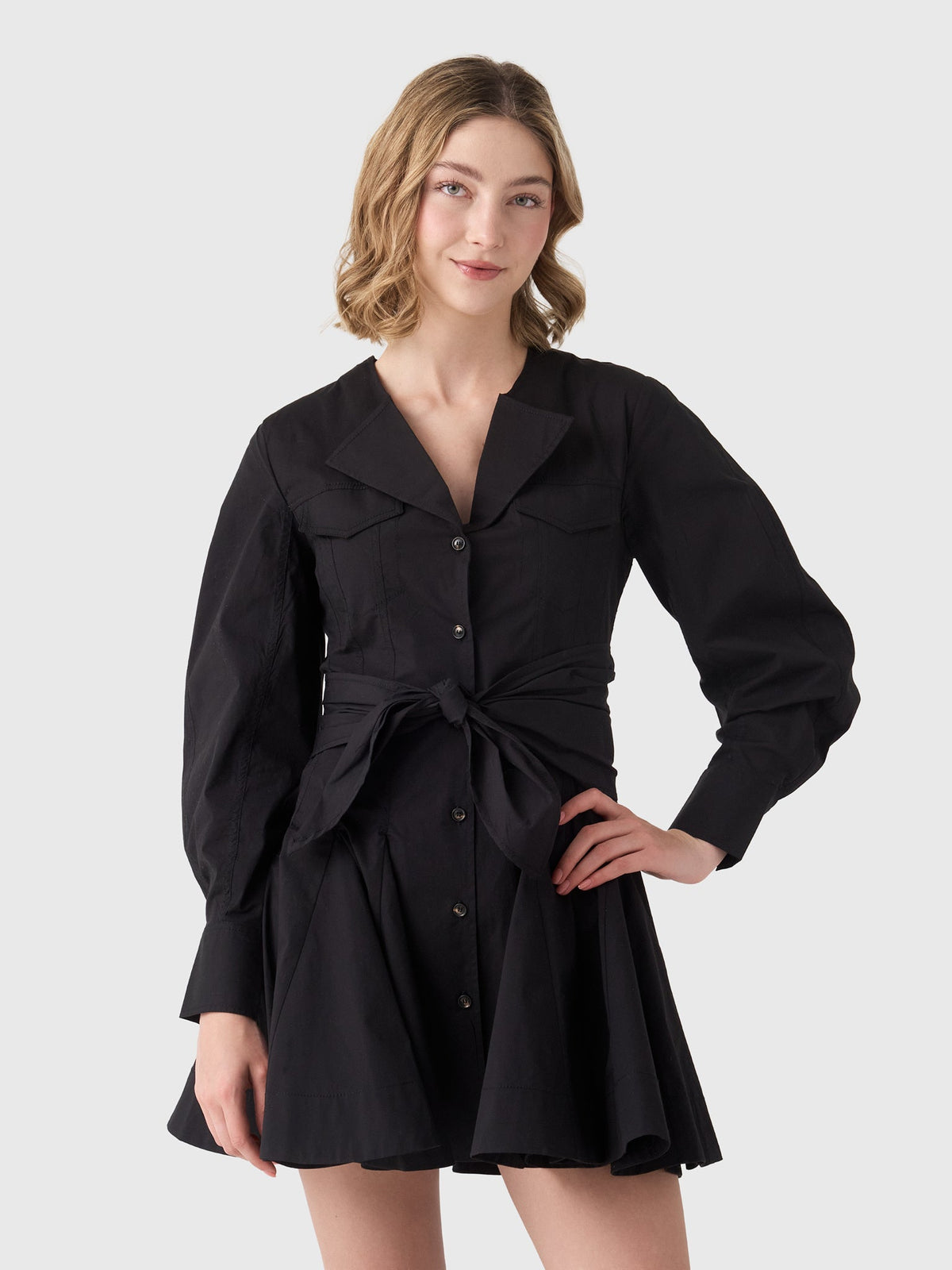 GANNI Women's Stretch Cotton Shirt Dress