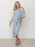 Dreaming in June Maxi Tee Dress - Cloud Denim