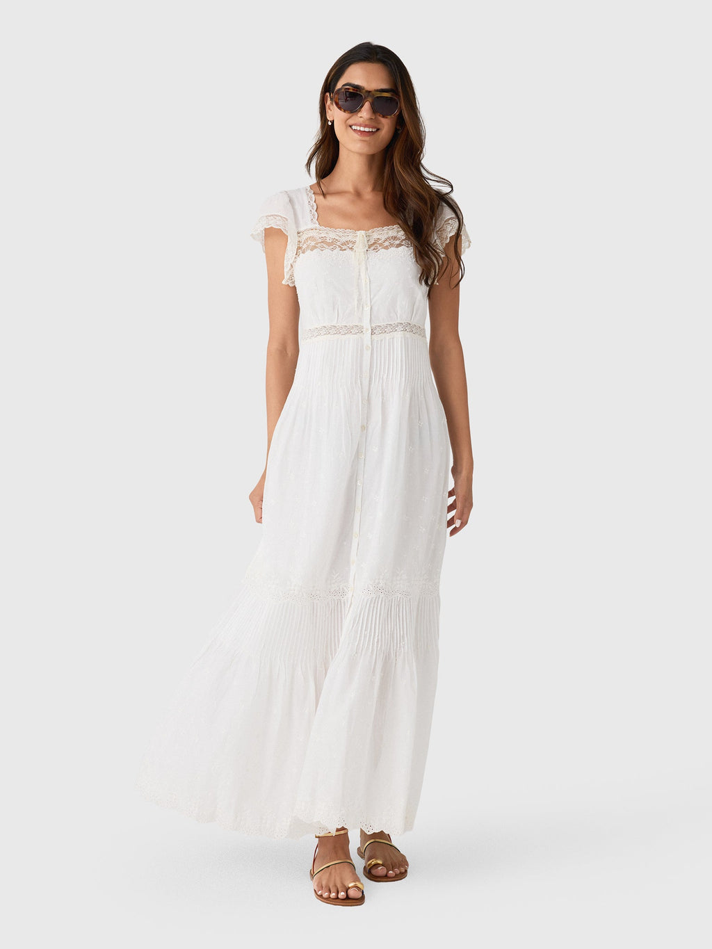 LoveShackFancy Women's Georgine Cotton Lace Maxi Dress