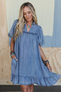 Cabana Days Ruffle Hem Dress - Blue - Pre Order