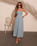 Rustic Honey Strapless Denim Maxi Dress