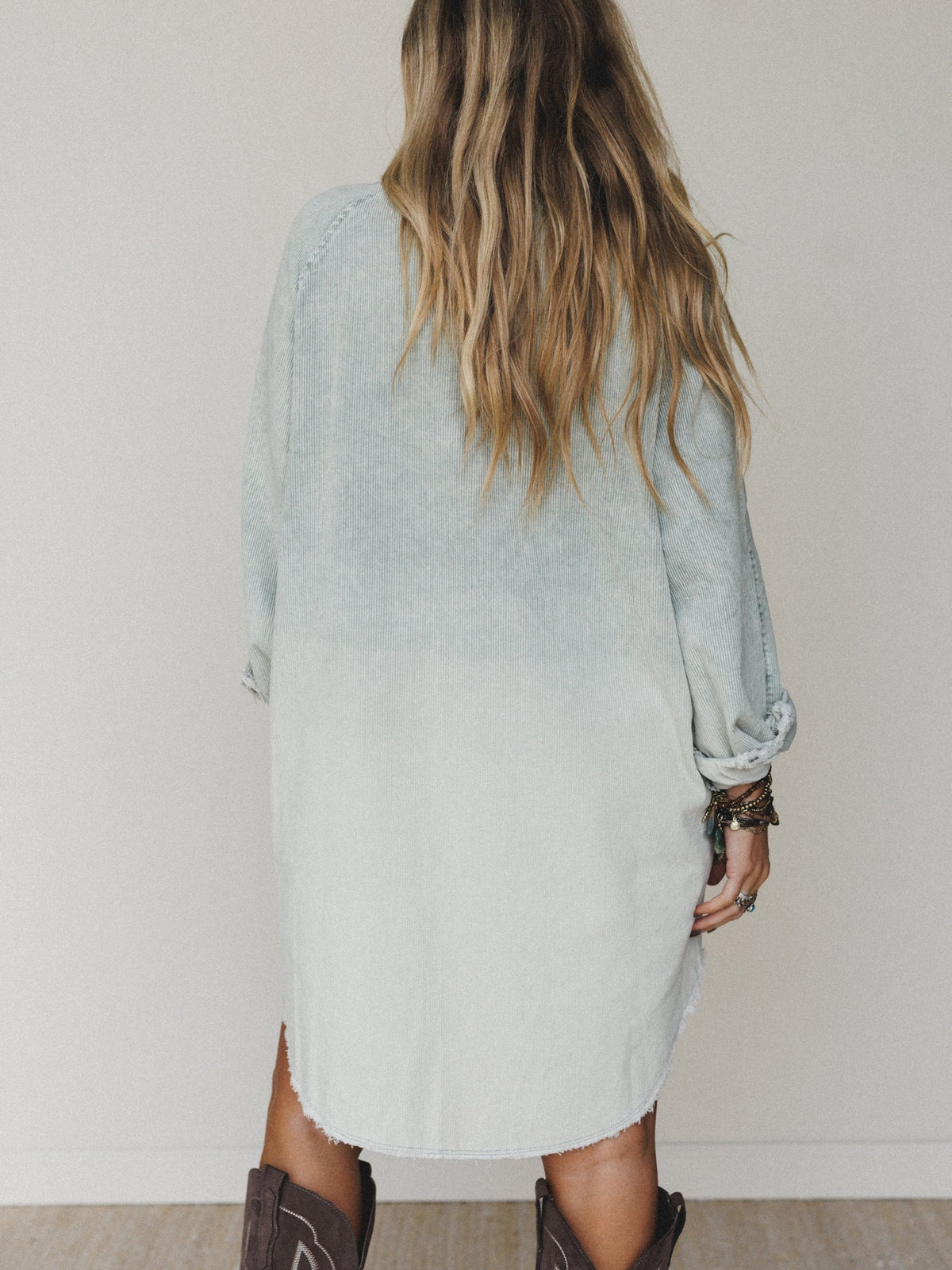 All You Do Tie Dye Corduroy Tunic Dress - Sage