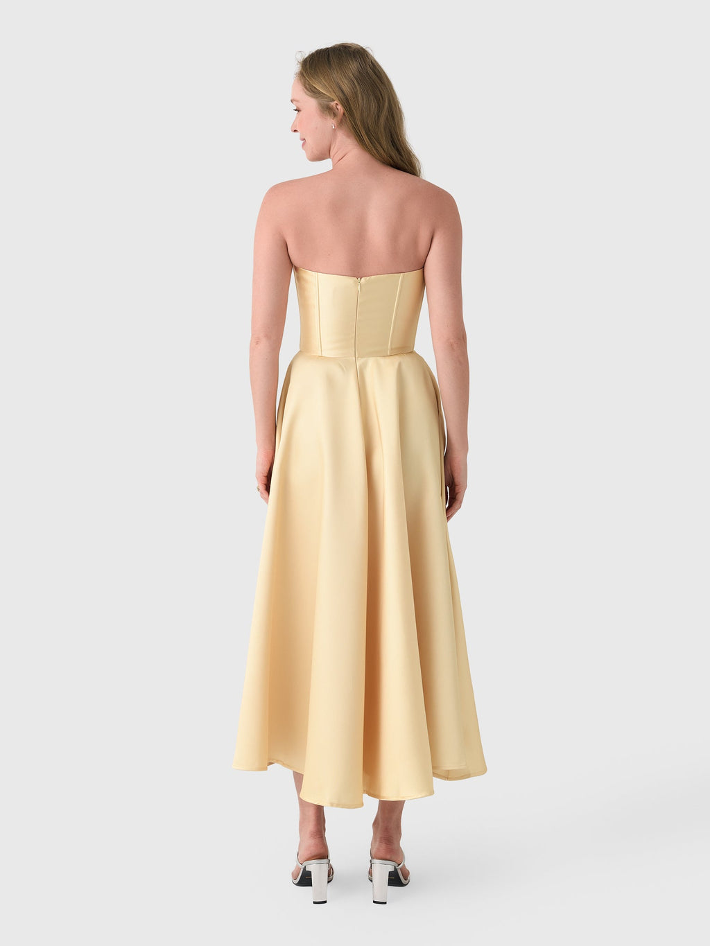 Marques Almeida Women's Heavy Satin Printed Strapless Dress