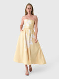Marques Almeida Women's Heavy Satin Printed Strapless Dress