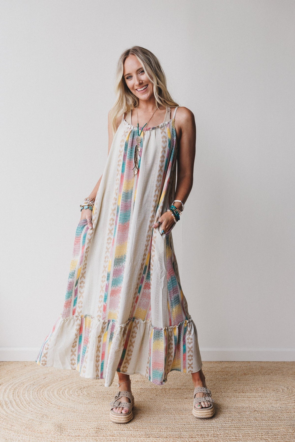 Goa Embroidered Maxi Dress - Cream Multi - Pre Order