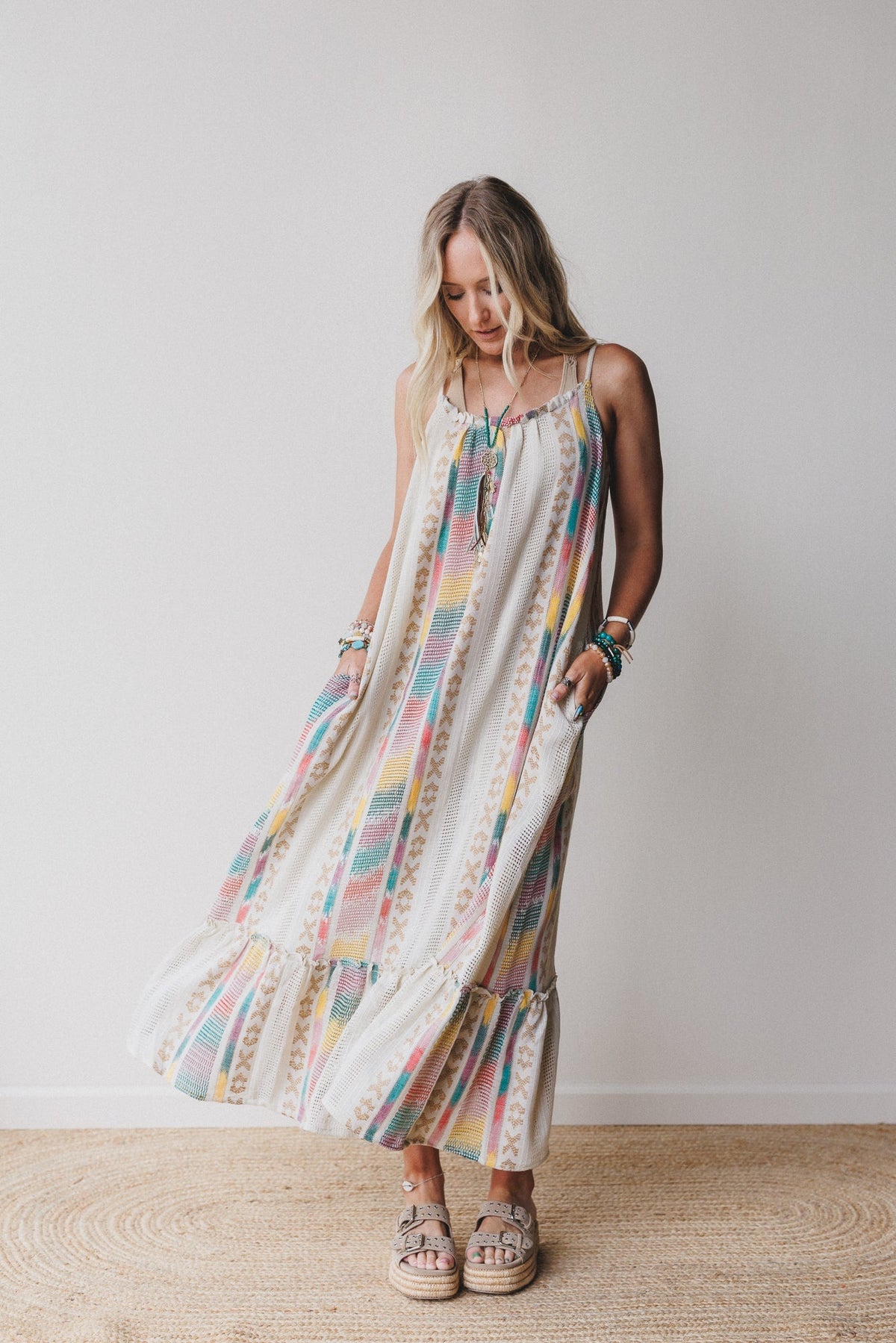 Goa Embroidered Maxi Dress - Cream Multi - Pre Order