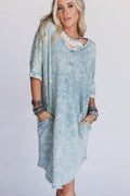 Stormy Skies Tee Dress - Blue - Pre Order