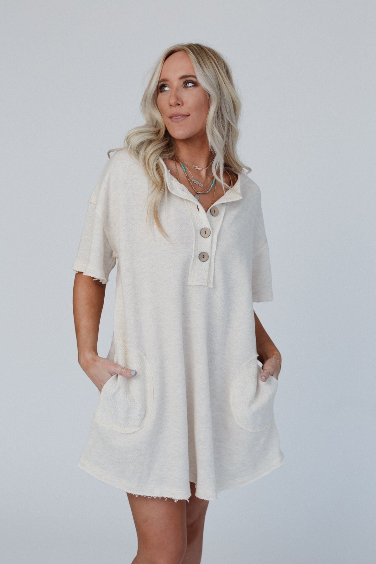 The Nest Jodi Tunic Dress - Oatmeal - Pre Order