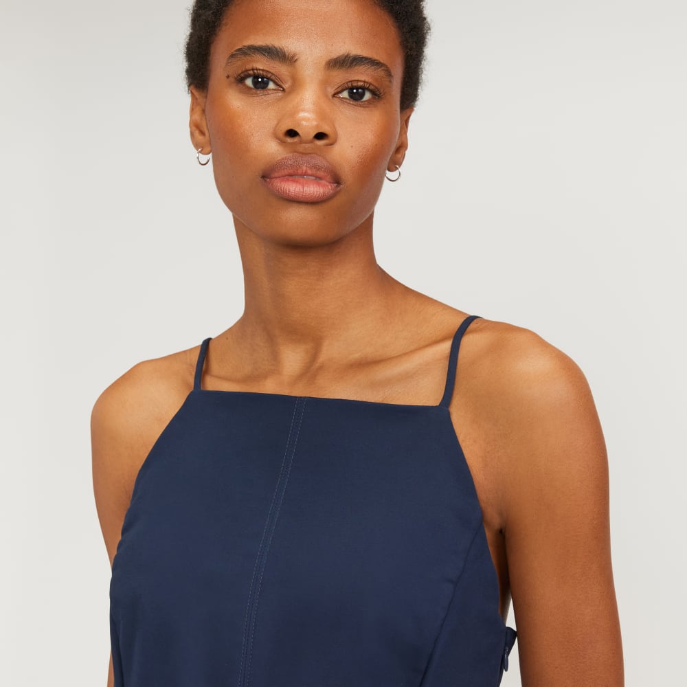 The Structured Cotton Bell Dress | Navy