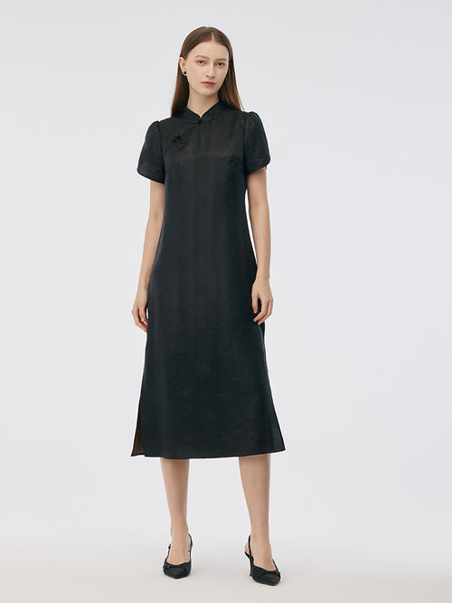 19MM Xiang Yun Silk Women Qipao Midi Dress