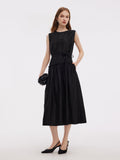 18MM Xiang Yun Silk Sleeveless Women Self-Tie Belt Maxi Dress