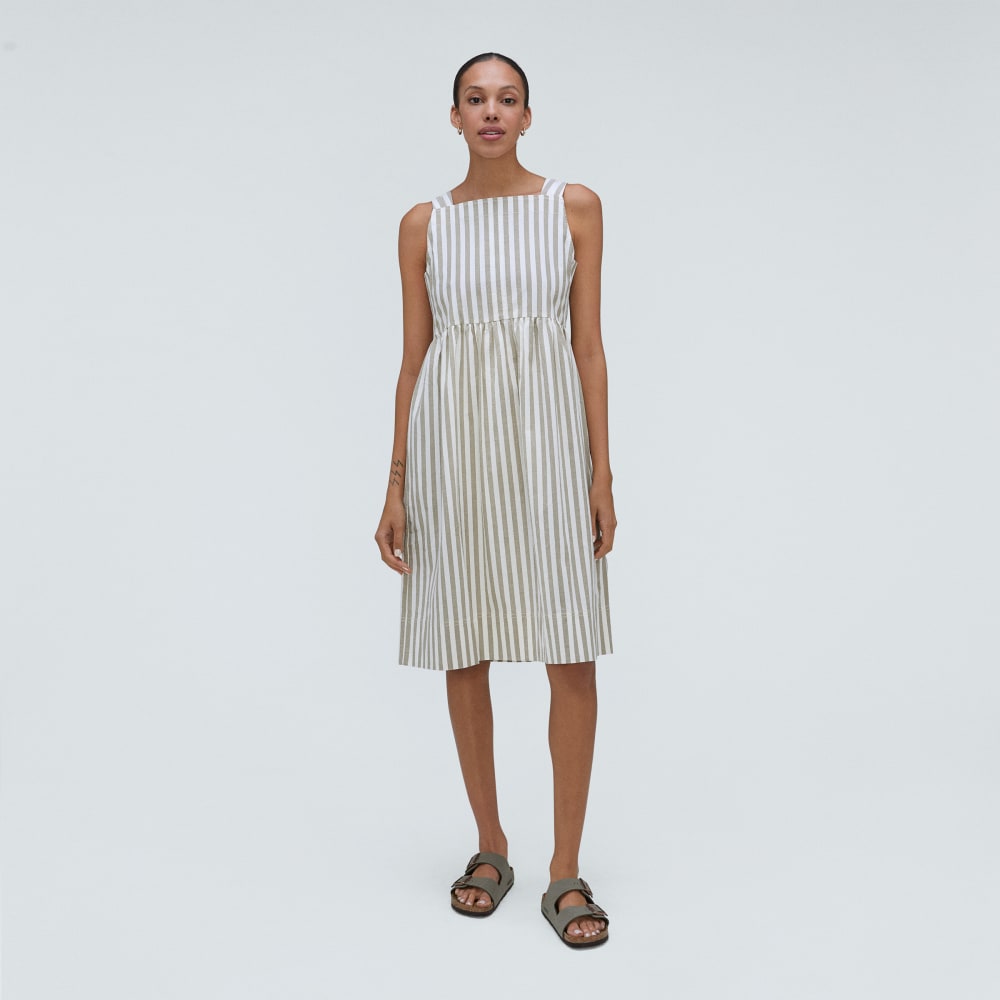 The Seersucker Midi Dress | Nutria / Off-White