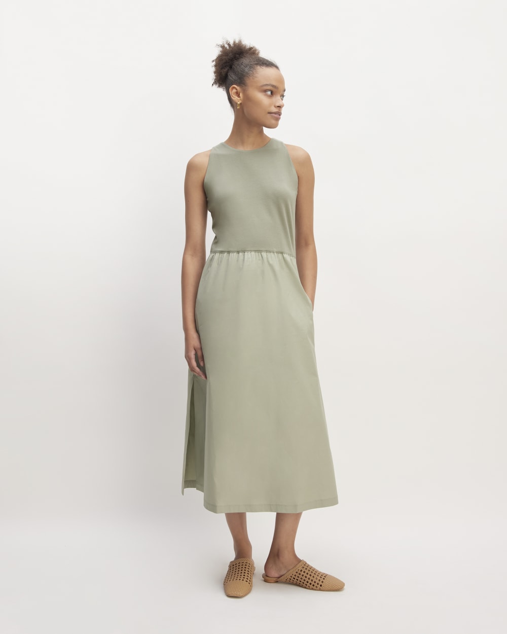 The Supima® High-Neck Riviera Dress | Sage Green