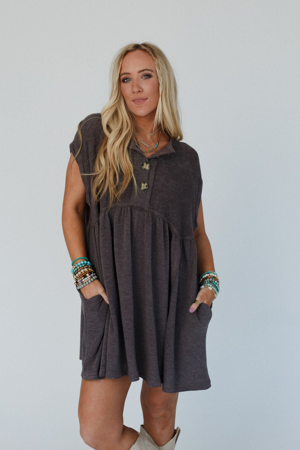 The Nest Sweet Nothings Baby Doll  -Dress Charcoal