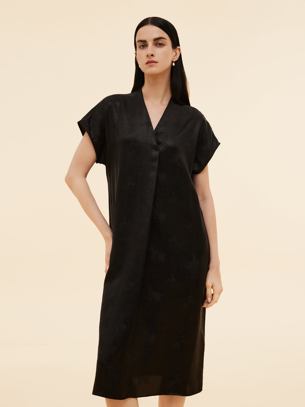 19MM Xiang Yun Silk V-Neck Women Midi Dress