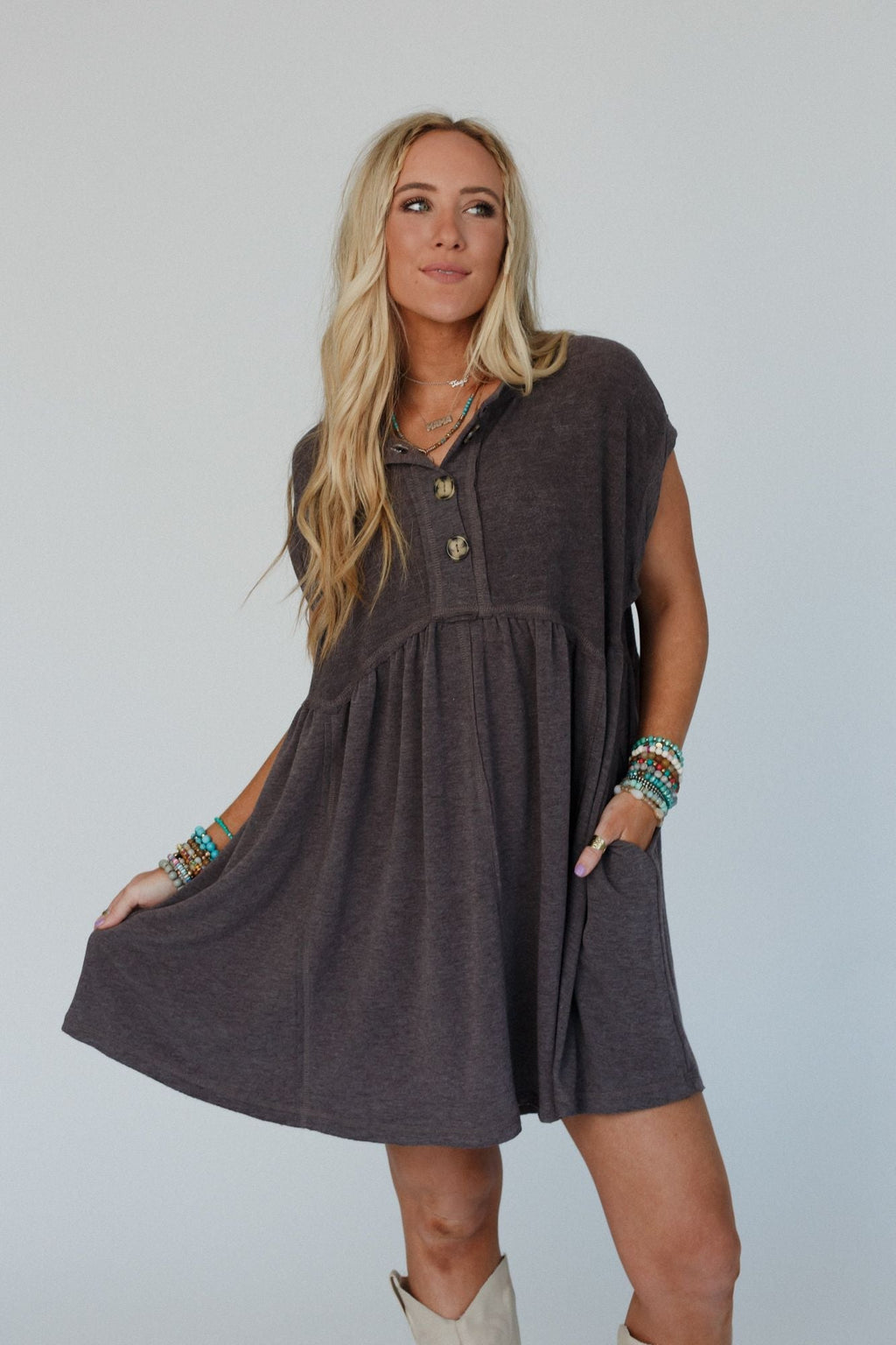 The Nest Sweet Nothings Baby Doll  -Dress Charcoal