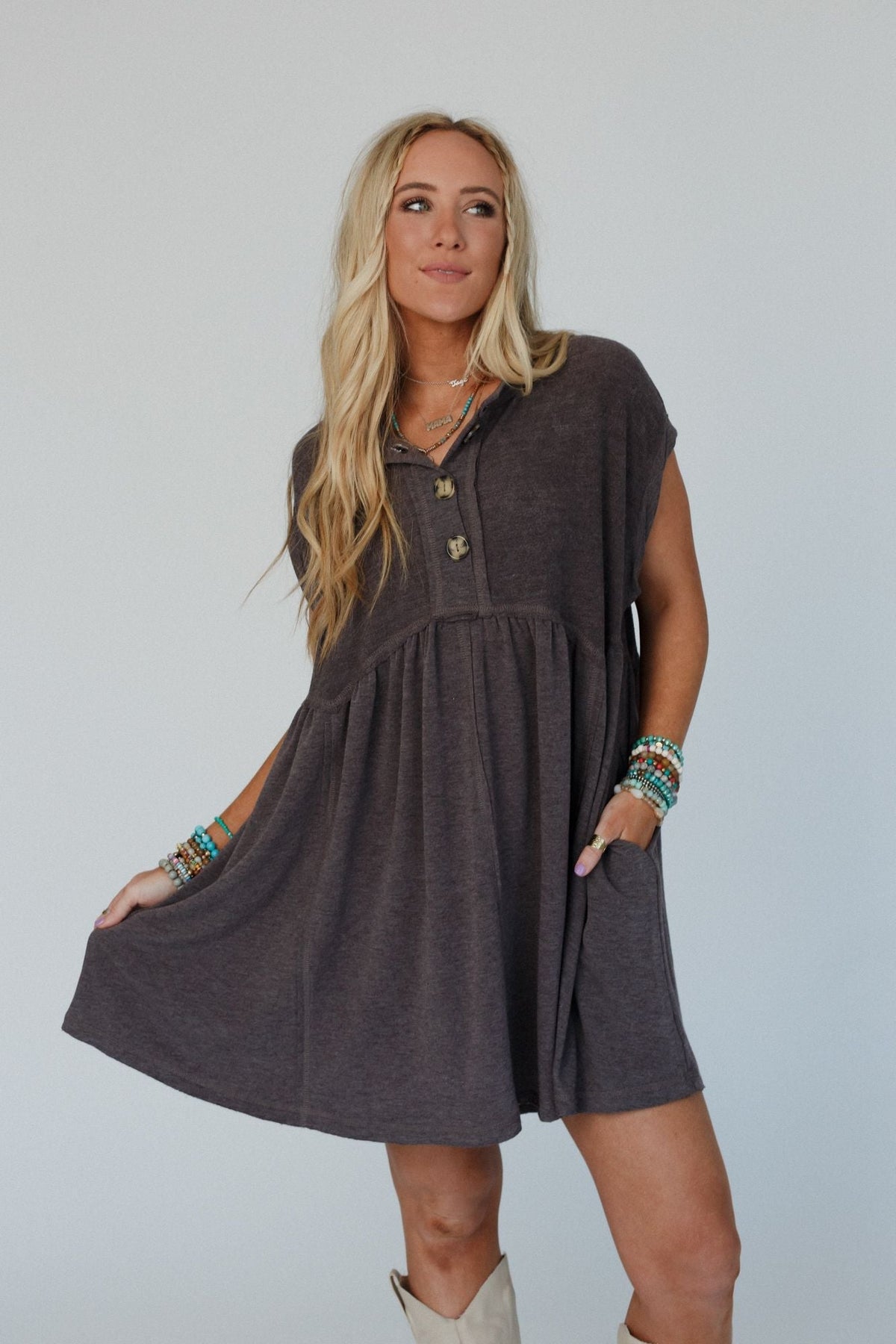 The Nest Sweet Nothings Baby Doll  -Dress Charcoal