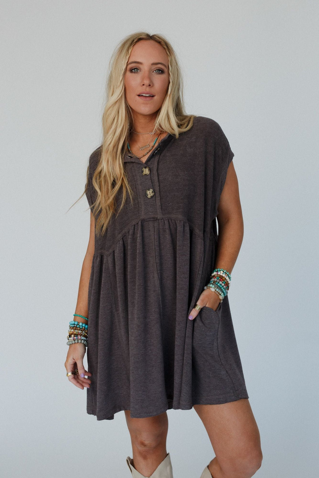 The Nest Sweet Nothings Baby Doll  -Dress Charcoal